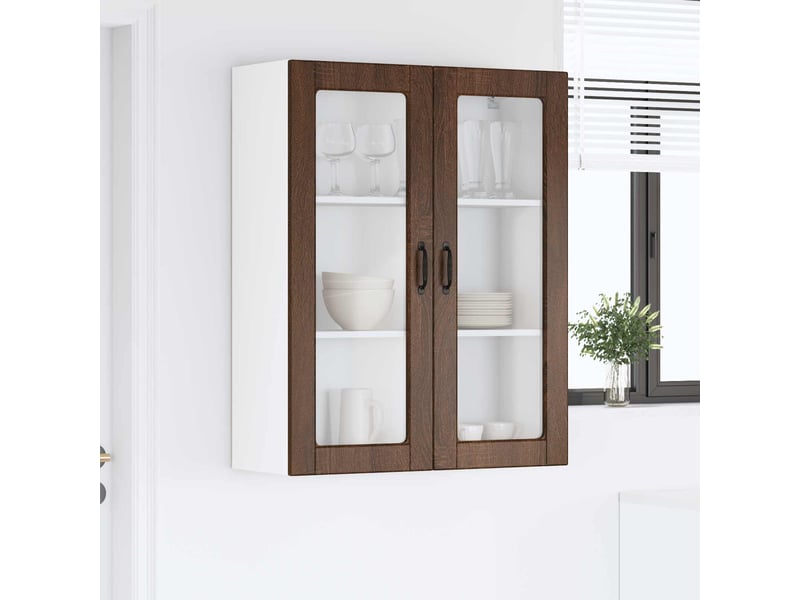  Meuble mural de cuisine, cabinet en verre mural chêne brun 80x31x100cm shl7910  - Conforama D