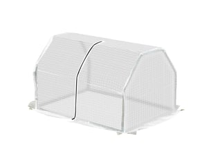 Serre de jardin miniature en acier blanc avec bâche plastique uv résistante, 99 x 71 x 60 cm pour balcon