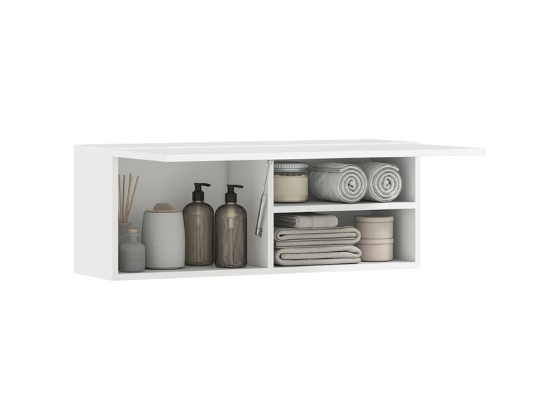  Meuble haut de salle de bain mural porte relevable blanc 80 x 25 x 30 cm  - Conforama A