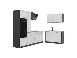 Vicco cuisine en angle, blanc campagneanthracite, 230 x 120 cm sans plan de travail