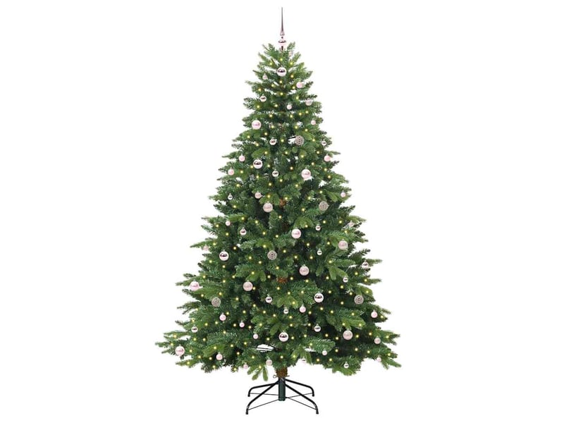  Sapin de noël artificiel, arbre de noël avec 300 led vert 240 cm pe et pvc shl6547  - Conforama C