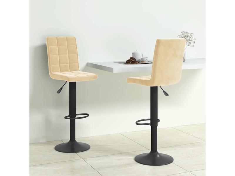  Lot de 2 tabouret de bar, chaise de bar crème velours shl25752  - Conforama B