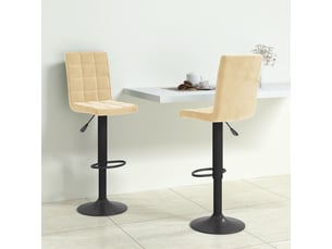 Lot de 2 tabouret de bar, chaise de bar crème velours shl25752