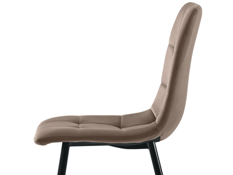  Ensemble salle à manger 5 pièces – table + 4 chaises, plateau mdf noyer, pieds métal noir, chaises velours brun  - Conforama D