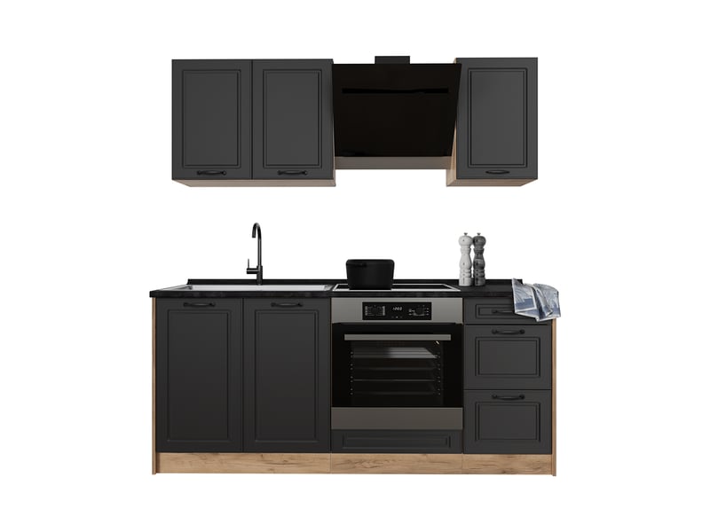 Vicco cuisine, anthracite campagnechêne doré, 180cm sans plan de travail - Conforama E