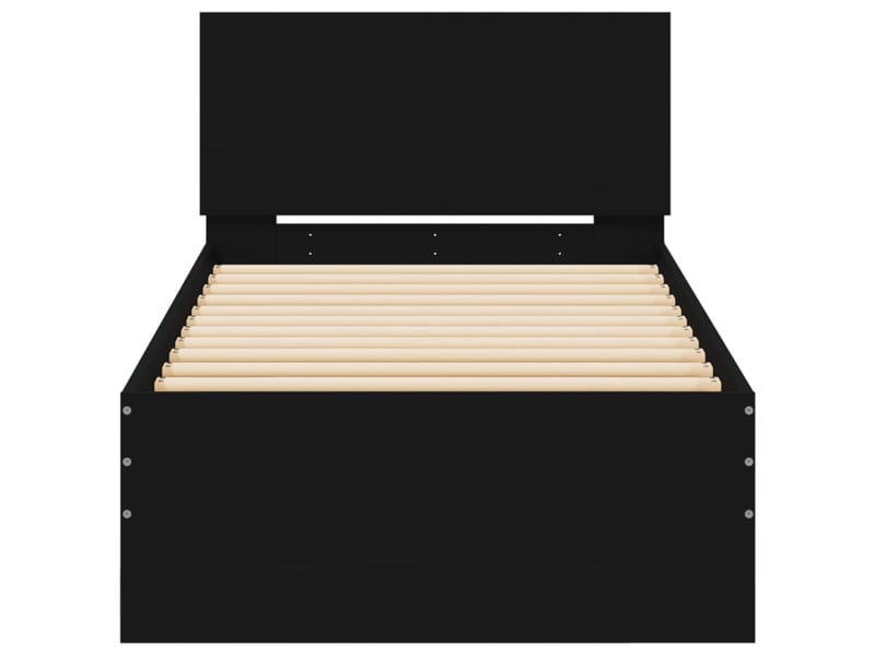  Lit simple- lit adulte -  cadre de lit sans matelas avec tête de lit noir 90x200 cm  - Conforama D