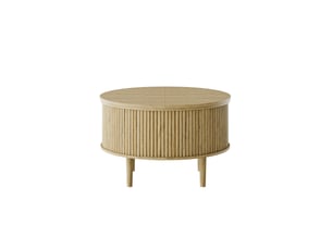 Table basse ronde couleur naturelle 80 cm - plateau réglable et coulissant, coins arrondis