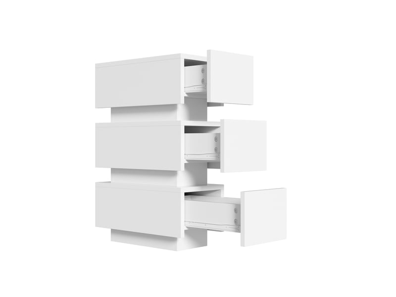  Lot de 2 tables de chevet étroites led avec 3 tiroirs, usbusb-c, blanches, 20x40x59,5 cm  - Conforama D