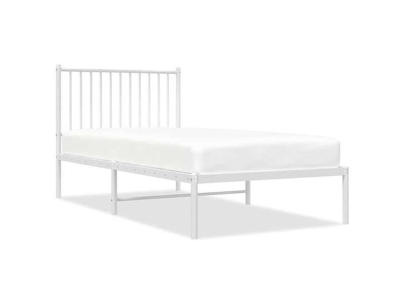  Lit simple- lit adulte -  cadre de lit métal sans matelas avec tête de lit blanc 90x190cm  - Conforama A