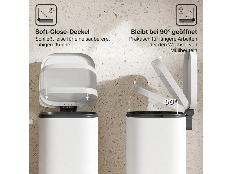  Poubelle à pédale 30 l en métal avec fermeture douce 29 x 36 x 59,5 cm  - Conforama E