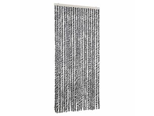 Rideau anti-mouches, moustiquaire gris et noir et blanc 90x200 cm chenille cf43557