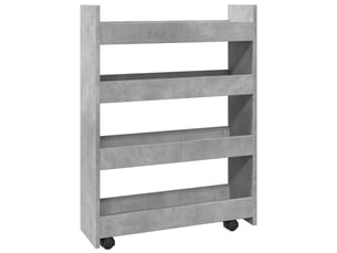 Chariot de rangement étroit pour bureau 4 niveaux gris béton