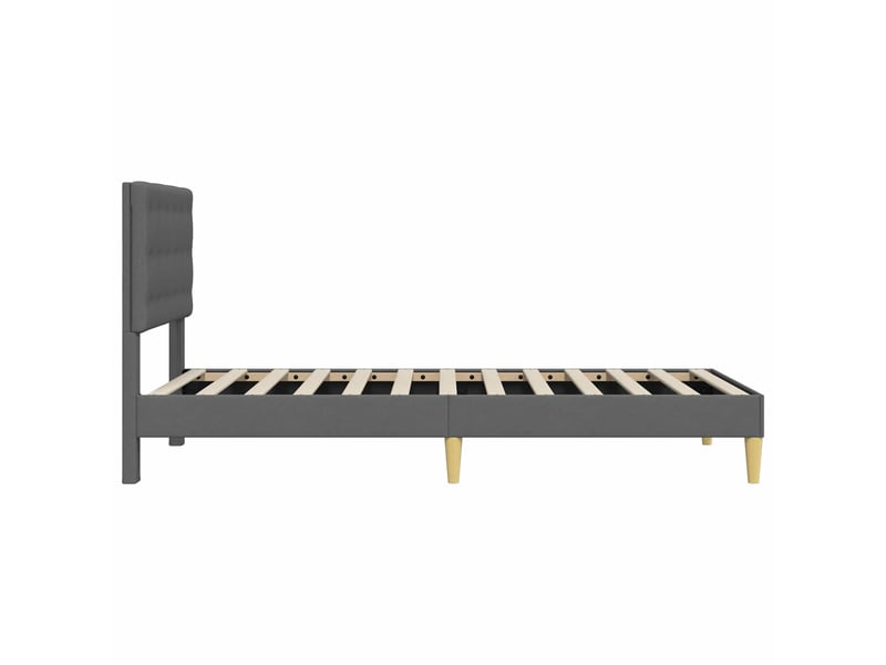  Lit simple- lit adulte -  cadre de lit avec tête de lit gris foncé 90 x 190 cm tissu  - Conforama D