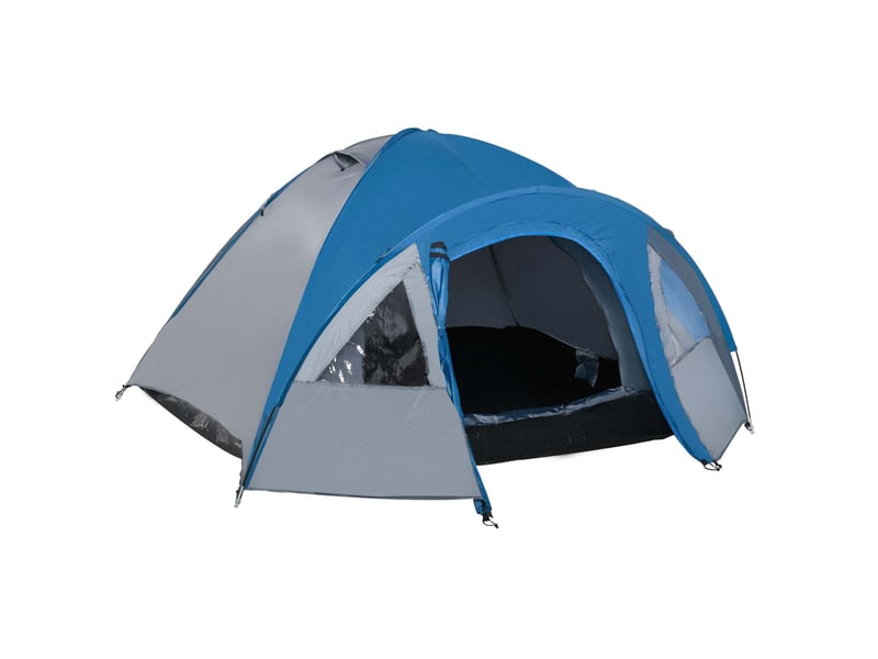  Tente dôme double paroi 4 personnes 300 x 250 x 130 cm bleue en polyester, adaptée aux 4 saisons  - Conforama A