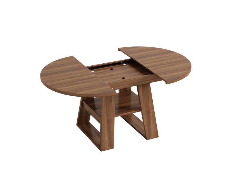  Table à manger extensible ronde 110150 × 110 cm, teinte noyer  - Conforama E