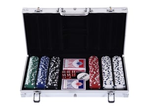 Coffret de poker avec 300 jetons 38 x 20,5 x 6,5 cm – multicolore – mallette en aluminium portable