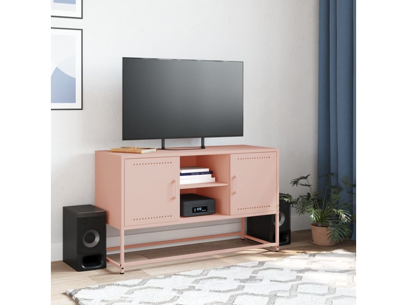  Meuble tv - banc tv - meuble de rangement rose 100,5x39x60,5 cm acier  - Conforama C