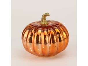 Lot de 1 lampes citrouille led en verre, couleur dorée, fonctionnant sur piles, décoration halloween pour la maison, orange