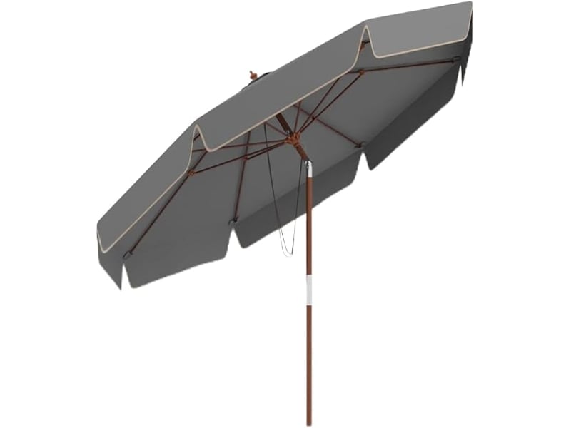  Giantex parasol de jardin exterieur à volants 300 cm,parasol terrasse inclinablle,poteau en bois,3 hauteur réglable,8 baleines,dessus ventilé,gris  - Conforama A