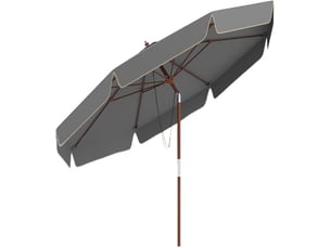 Giantex parasol de jardin exterieur à volants 300 cm,parasol terrasse inclinablle,poteau en bois,3 hauteur réglable,8 baleines,dessus ventilé,gris