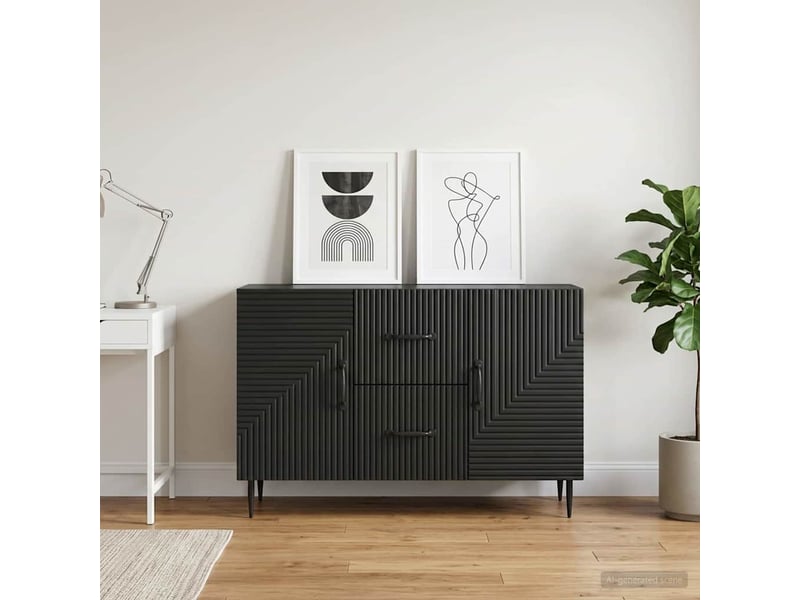  Buffet - bahut - meuble de rangement avec tiroir noir 89 x 34,5 x 60 cm bois d'ingénierie  - Conforama B