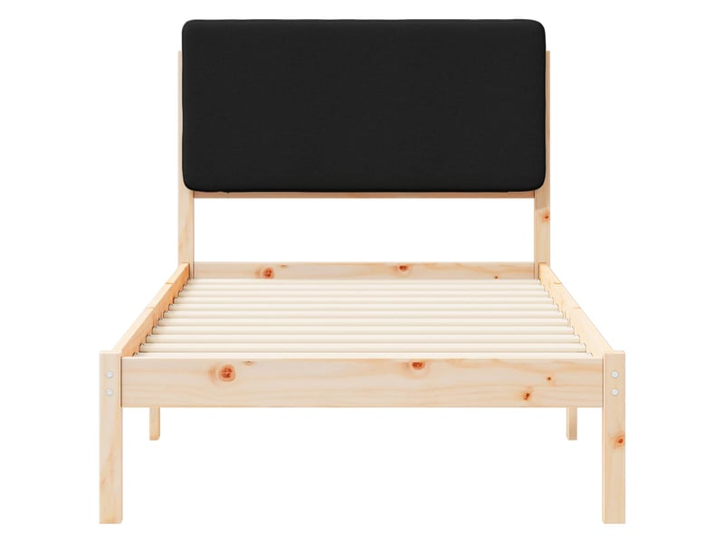 Lit simple- lit adulte - cadre de lit avec tête de lit rembourrée noir 80 x 200 cm - Conforama D