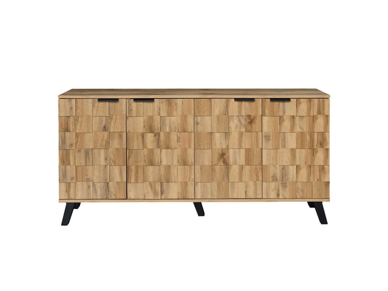  Buffet moderne à 4 portes, meuble de rangement, 160,5 x 35,5 x 78 cm, pour salon, cuisine, salle à manger  - Conforama A