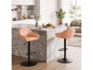 Lot de 2 tabourets de bar réglables style chesterfield synthétique camel