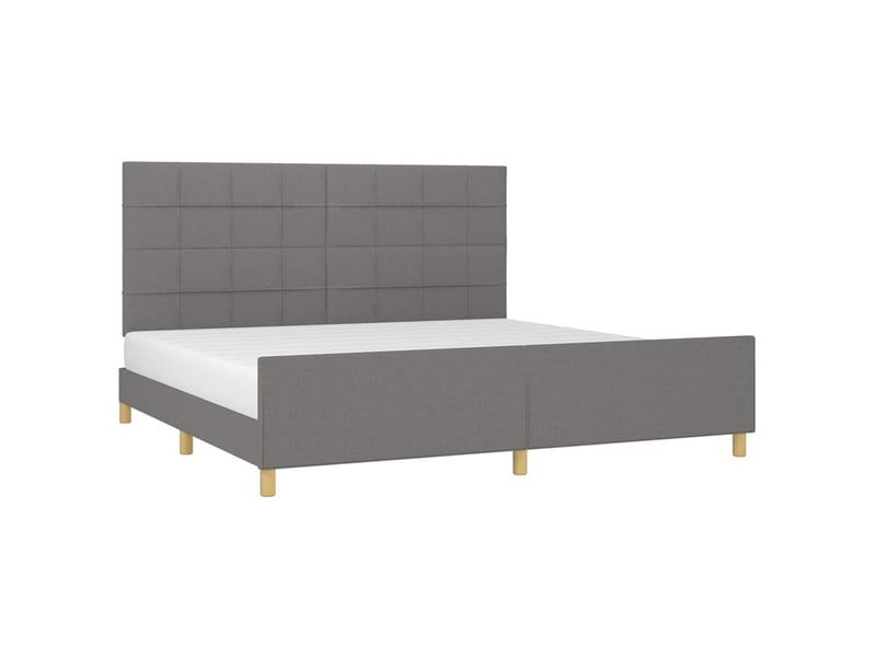  Lit double- lit adulte -  cadre de lit sans matelas gris foncé 200x200 cm tissu  - Conforama B