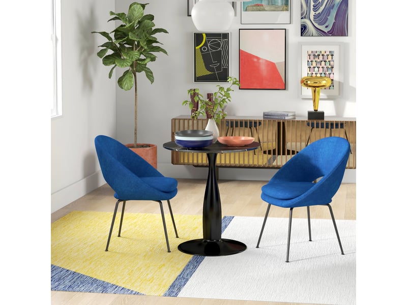  Table de salle à manger ronde, acier thermolaqué, mdf mélaminé, pieds antidérapants, 70 x 74 cm, noire  - Conforama D