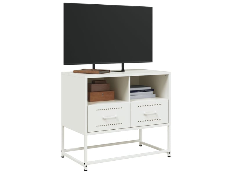  Meuble tv - banc tv - meuble de rangement blanc 68x39x60,5 cm acier  - Conforama E
