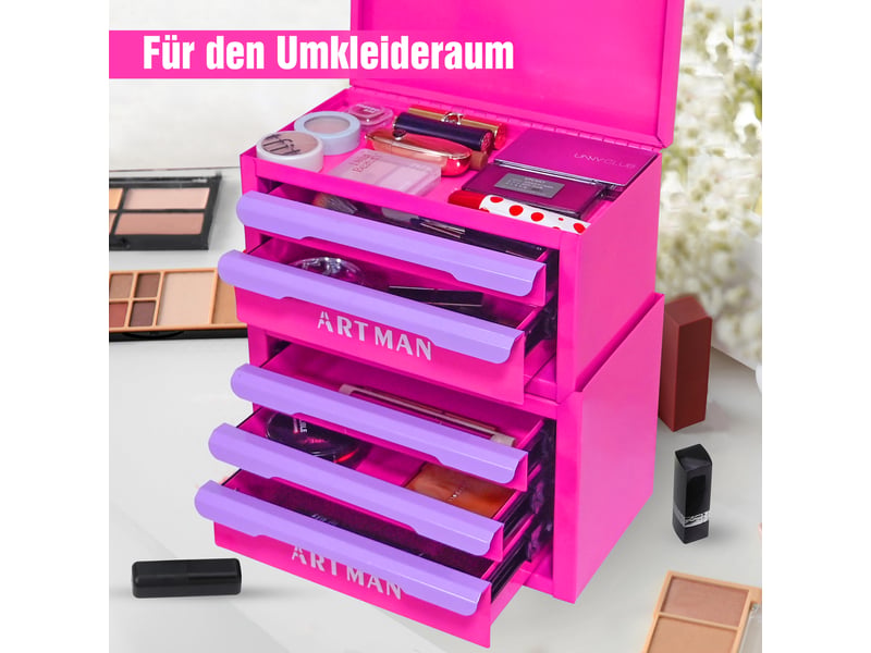  Organisateur de maquillage en acier 5 tiroirs violet et rose 28.5 x 15.8 x 32 cm W3655P451450 - Conforama E