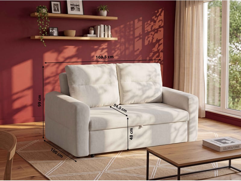 Canape droit convertible gris 2 places MIKA - Conforama C