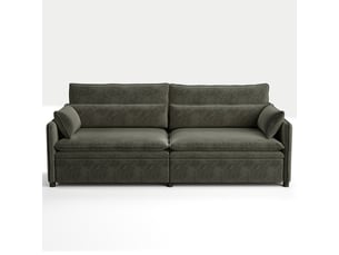 Canapé droit convertible 3 places Tissu gris avec coffre de rangement