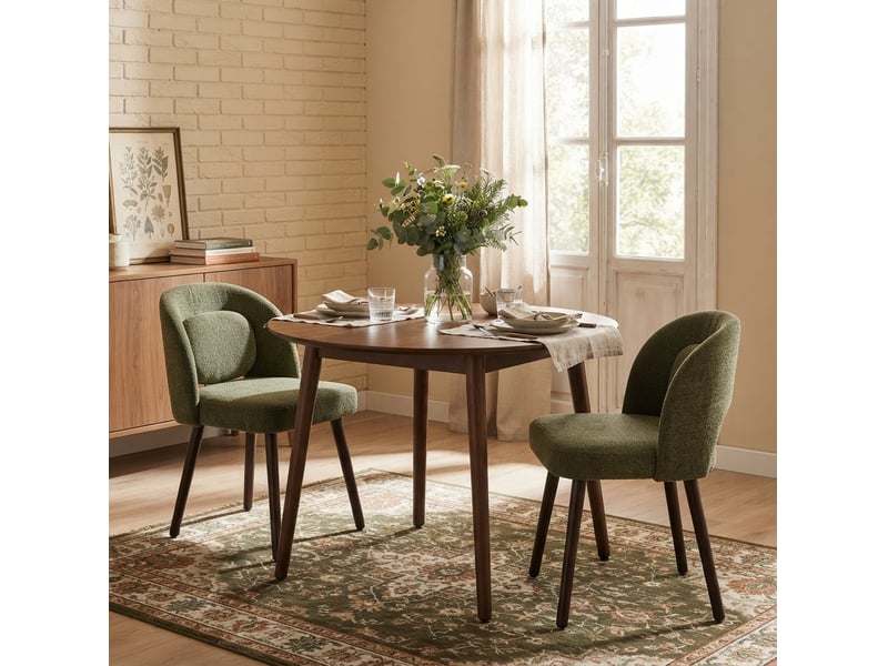  Lot de 2 chaises de salle à manger ergonomiques 50.5x47x77.5 cm vert foncé  - Conforama B