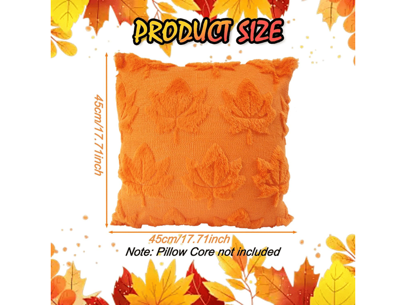  Housse de coussin déco automne 45 x 45 cm, 2pièces housses de coussin décoratives en forme de feuille d'érable, taies d'oreiller décoration d'automne, orange  - Conforama D