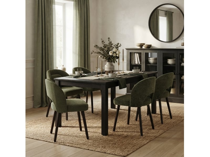  Chaises de salle à manger lot de 2, velours vert foncé homvra  - Conforama D