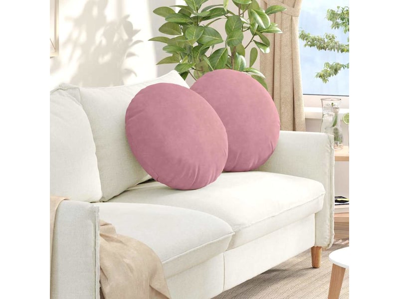  Lot de 2 coussins de siège, coussins décoratifs velours rose ø50 x 19 cm cf59913  - Conforama B