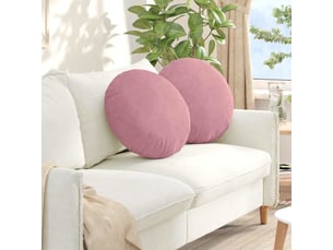 Lot de 2 coussins de siège, coussins décoratifs velours rose ø50 x 19 cm cf59913
