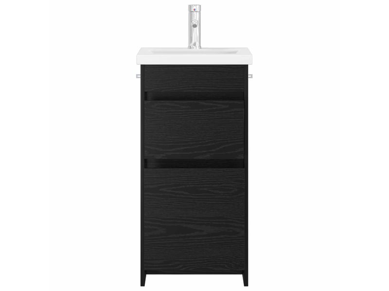Meuble salle de bain avec évier, meuble de rangement chêne noir 42x40x84.5 cm shl8950 - Conforama C