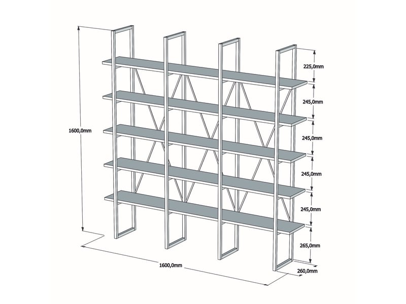 Bibliothèque style industriel 5 étagères effet bois noyer et métal noir bezy - Conforama E