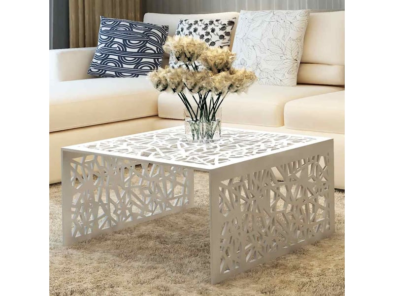  Table basse - table de salon - table à thé argentée design géométrique aluminium  - Conforama B
