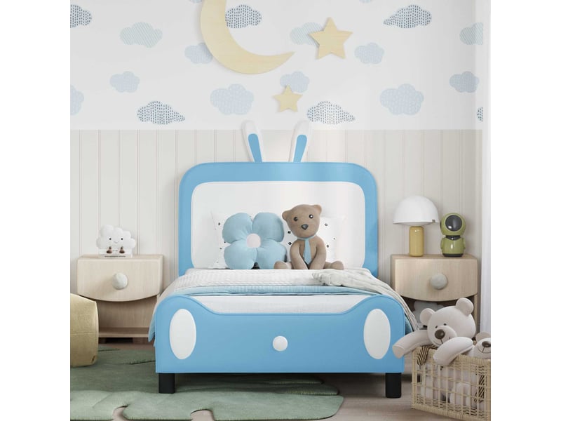  Cadre de lit pour enfants - lit jeune avec tête de lit bleu 80 x 200 cm pu  - Conforama C