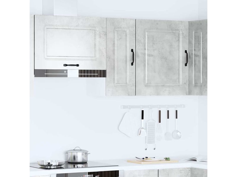 Meuble de rangement, armoire murale de cuisine kalmar gris béton bois d'ingénierie shl8722 - Conforama C
