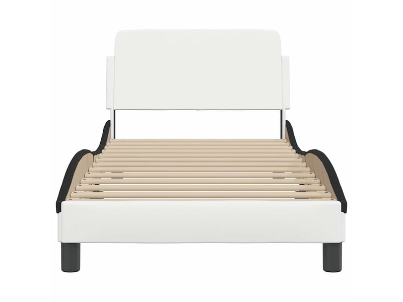 Lit simple- lit adulte - cadre de lit dover blanc et noir 90x190 cm similicuir - Conforama C