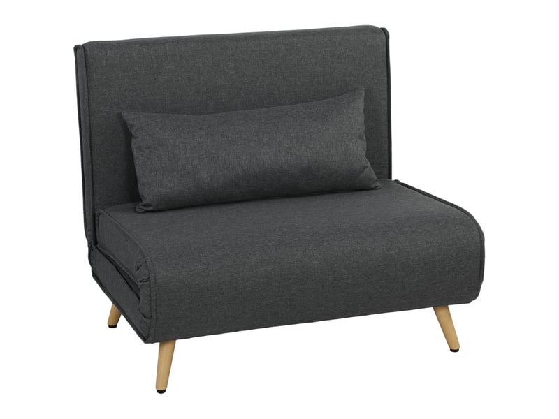  Canapé-lit 1 place avec dossier réglable, coussin inclus et pieds charge pliables 120 kg gris  - Conforama B