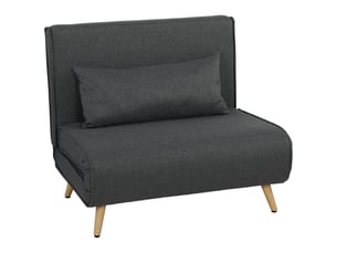 Canapé-lit 1 place avec dossier réglable, coussin inclus et pieds charge pliables 120 kg gris