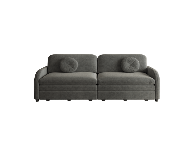  Canapé 3 places 3-en-1 convertible 206x84x90 cm en chenille gris  - Conforama D