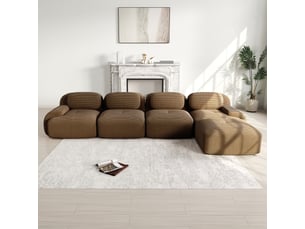 Canapé d'angle, canapé modulable, 4 places, marron, livré monté, sans structure, pour salon, home cinéma, bureau