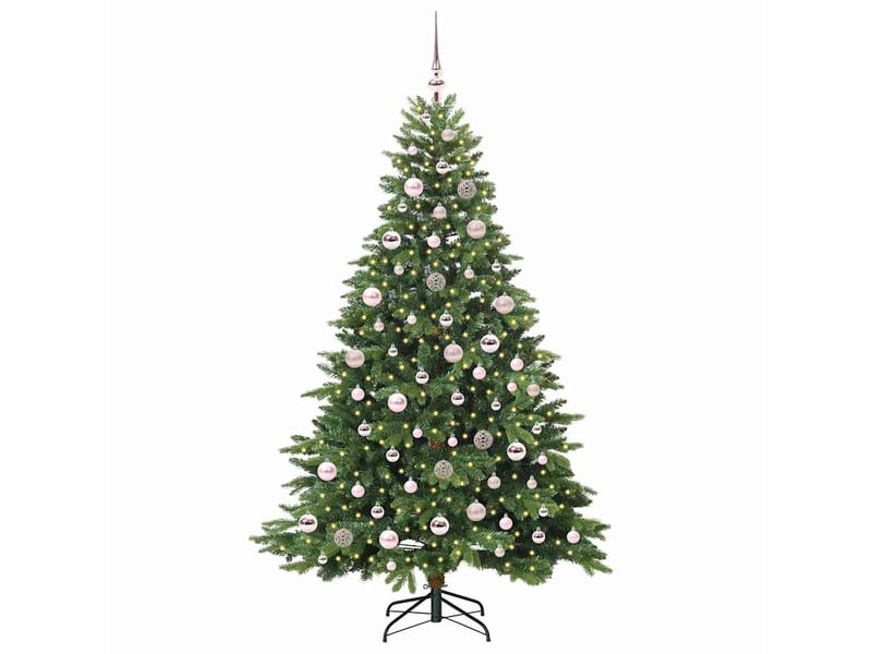 Sapin de noël - arbre de noël artificiel avec 300 led vert 180 cm pe et pvc - Conforama C